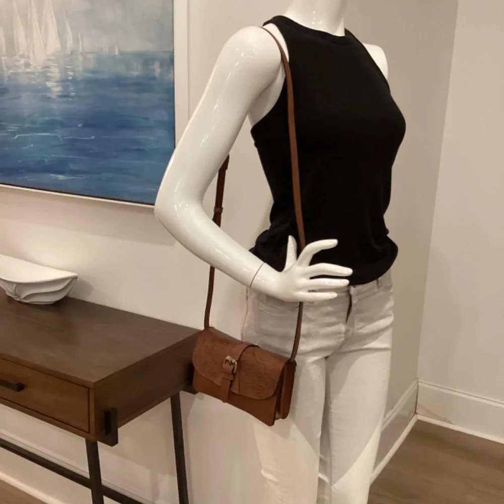 REDUCED NWT PATRICIA NASH BROWN LEATHER MAP SMALL CROSS BODY PURSE BAG